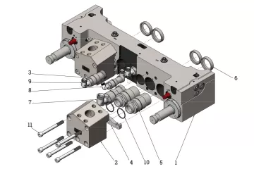 H Zylinder Verteilerblock 4x 1'' auf 2x 1½"