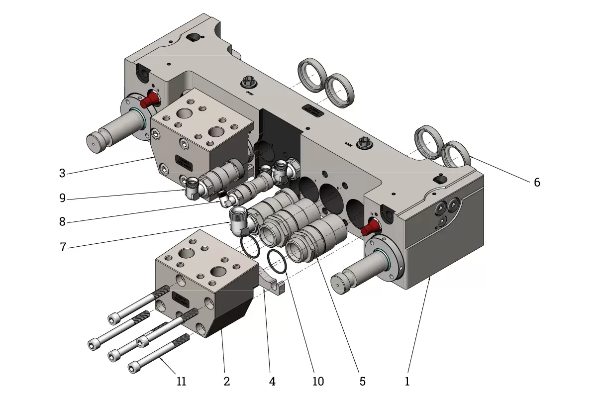 H Zylinder Verteilerblock 4x 1'' auf 4x 1''