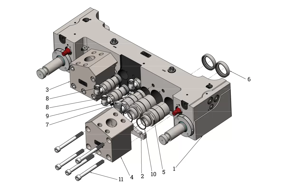 H Zylinder Verteilerblock 4x 1'' auf 2x 1½" Erhöhte Winkelschlauchbefestigung
